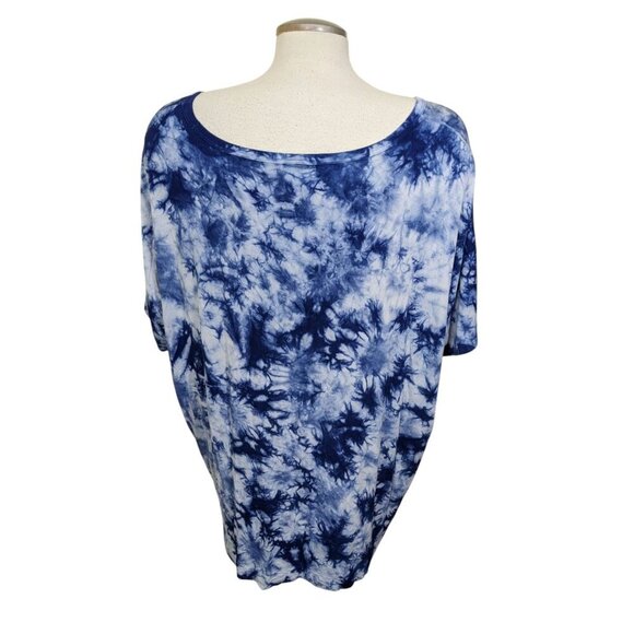 Old Navy Womens Plus XXL T Shirt Large Blue Tie Dye Short Sleeve Tee Casual Top - Picture 4 of 5